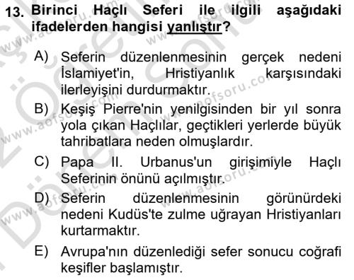 Büyük Selçuklu Tarihi Dersi 2021 - 2022 Yılı (Final) Dönem Sonu Sınavı 13. Soru