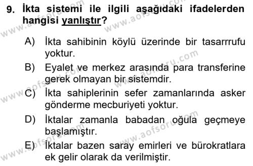 Büyük Selçuklu Tarihi Dersi 2021 - 2022 Yılı (Final) Dönem Sonu Sınavı 9. Soru