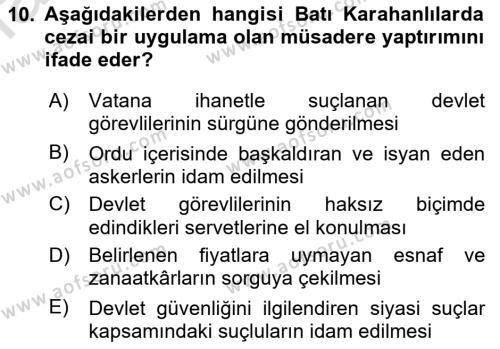 Büyük Selçuklu Tarihi Dersi 2021 - 2022 Yılı Yaz Okulu Sınavı 10. Soru