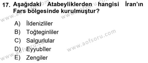 Büyük Selçuklu Tarihi Dersi 2021 - 2022 Yılı Yaz Okulu Sınavı 17. Soru