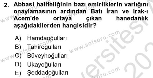 Büyük Selçuklu Tarihi Dersi 2022 - 2023 Yılı Yaz Okulu Sınavı 2. Soru