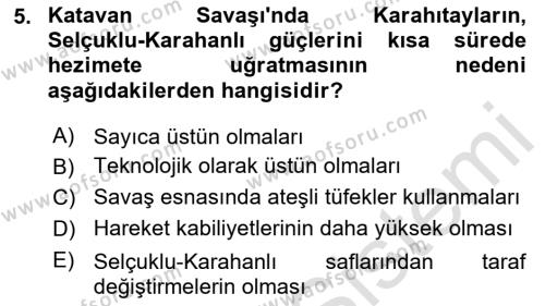 Büyük Selçuklu Tarihi Dersi 2023 - 2024 Yılı (Final) Dönem Sonu Sınavı 5. Soru