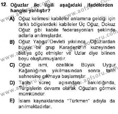 Orta Asya Türk Tarihi Dersi 2012 - 2013 Yılı (Vize) Ara Sınavı 12. Soru