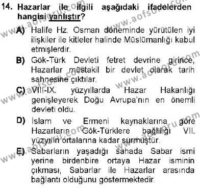 Orta Asya Türk Tarihi Dersi 2012 - 2013 Yılı (Vize) Ara Sınavı 14. Soru