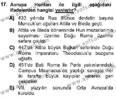 Orta Asya Türk Tarihi Dersi 2012 - 2013 Yılı (Vize) Ara Sınavı 17. Soru