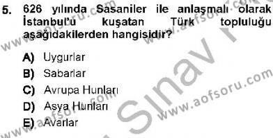 Orta Asya Türk Tarihi Dersi 2013 - 2014 Yılı (Final) Dönem Sonu Sınavı 5. Soru