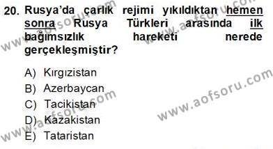 Orta Asya Türk Tarihi Dersi 2014 - 2015 Yılı (Final) Dönem Sonu Sınavı 20. Soru