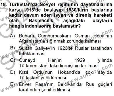 Orta Asya Türk Tarihi Dersi 2015 - 2016 Yılı (Final) Dönem Sonu Sınavı 18. Soru