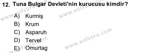 Orta Asya Türk Tarihi Dersi 2023 - 2024 Yılı (Vize) Ara Sınavı 12. Soru