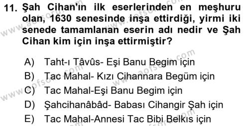 Orta Asya Türk Tarihi Dersi 2023 - 2024 Yılı (Final) Dönem Sonu Sınavı 11. Soru