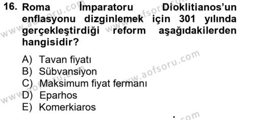 Bizans Tarihi Dersi 2012 - 2013 Yılı (Final) Dönem Sonu Sınavı 16. Soru