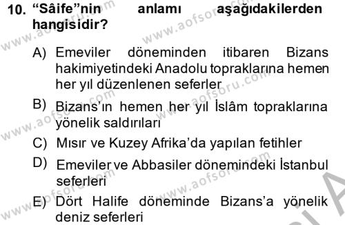 Bizans Tarihi Dersi 2013 - 2014 Yılı (Vize) Ara Sınavı 10. Soru