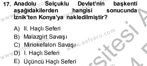 Bizans Tarihi Dersi 2013 - 2014 Yılı (Vize) Ara Sınavı 17. Soru