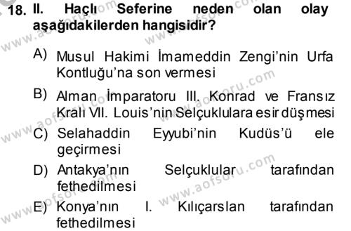 Bizans Tarihi Dersi 2013 - 2014 Yılı (Vize) Ara Sınavı 18. Soru