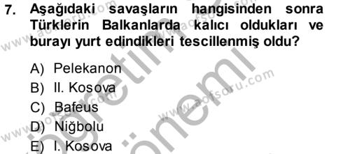 Bizans Tarihi Dersi 2013 - 2014 Yılı (Final) Dönem Sonu Sınavı 7. Soru