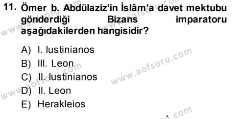 Bizans Tarihi Dersi 2014 - 2015 Yılı (Vize) Ara Sınavı 11. Soru