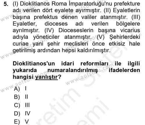 Bizans Tarihi Dersi 2015 - 2016 Yılı (Vize) Ara Sınavı 5. Soru