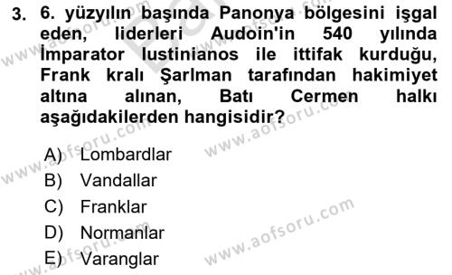 Bizans Tarihi Dersi 2023 - 2024 Yılı (Final) Dönem Sonu Sınavı 3. Soru