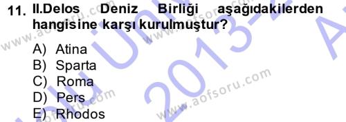 Hellen ve Roma Tarihi Dersi 2013 - 2014 Yılı (Vize) Ara Sınavı 11. Soru