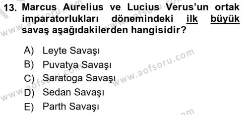 Hellen ve Roma Tarihi Dersi 2021 - 2022 Yılı (Final) Dönem Sonu Sınavı 13. Soru