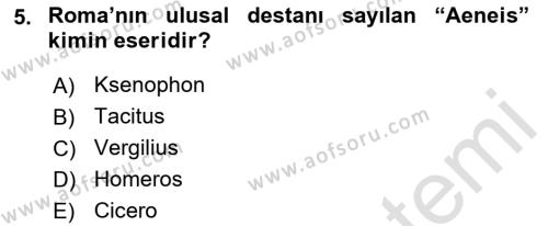 Hellen ve Roma Tarihi Dersi 2021 - 2022 Yılı (Final) Dönem Sonu Sınavı 5. Soru