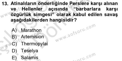 Hellen ve Roma Tarihi Dersi 2022 - 2023 Yılı (Vize) Ara Sınavı 13. Soru