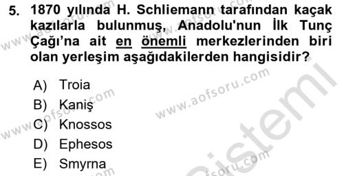 Hellen ve Roma Tarihi Dersi 2022 - 2023 Yılı (Vize) Ara Sınavı 5. Soru