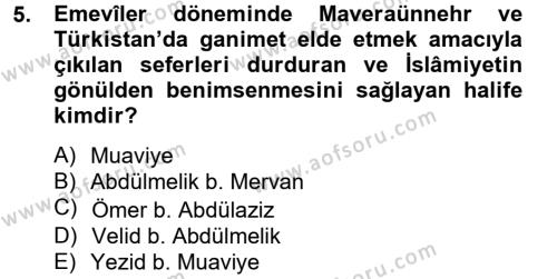 İlk Müslüman Türk Devletleri Dersi 2012 - 2013 Yılı (Vize) Ara Sınavı 5. Soru