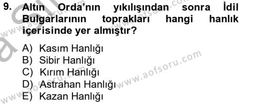 İlk Müslüman Türk Devletleri Dersi 2012 - 2013 Yılı (Vize) Ara Sınavı 9. Soru