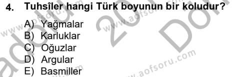 İlk Müslüman Türk Devletleri Dersi 2012 - 2013 Yılı (Final) Dönem Sonu Sınavı 4. Soru