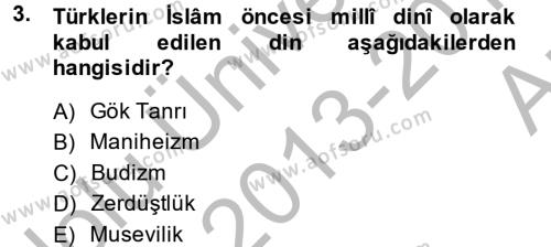 İlk Müslüman Türk Devletleri Dersi 2013 - 2014 Yılı (Vize) Ara Sınavı 3. Soru