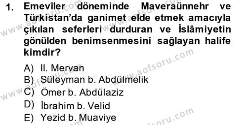 İlk Müslüman Türk Devletleri Dersi 2013 - 2014 Yılı (Final) Dönem Sonu Sınavı 1. Soru