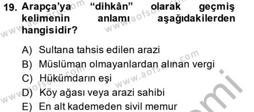 İlk Müslüman Türk Devletleri Dersi 2014 - 2015 Yılı (Vize) Ara Sınavı 19. Soru