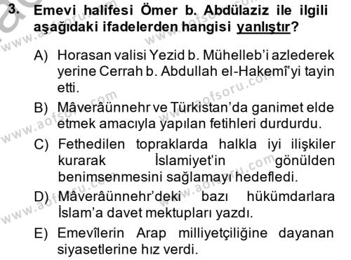 İlk Müslüman Türk Devletleri Dersi 2014 - 2015 Yılı (Vize) Ara Sınavı 3. Soru