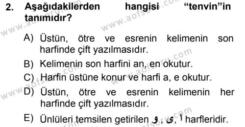 Osmanlı Türkçesi 1 Dersi 2012 - 2013 Yılı (Vize) Ara Sınavı 2. Soru