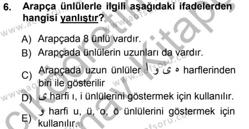 Osmanlı Türkçesi 1 Dersi 2012 - 2013 Yılı (Vize) Ara Sınavı 6. Soru