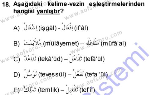 Osmanlı Türkçesi 1 Dersi 2012 - 2013 Yılı (Final) Dönem Sonu Sınavı 18. Soru