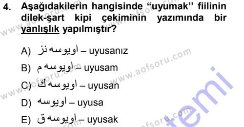 Osmanlı Türkçesi 1 Dersi 2012 - 2013 Yılı (Final) Dönem Sonu Sınavı 4. Soru