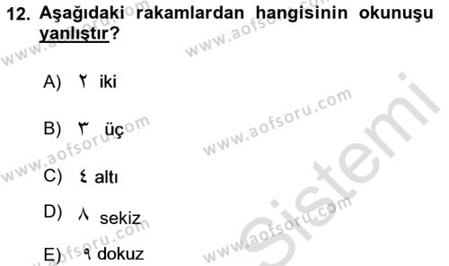 Osmanlı Türkçesi 1 Dersi 2021 - 2022 Yılı Yaz Okulu Sınavı 12. Soru