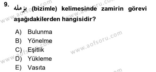 Osmanlı Türkçesi 1 Dersi 2023 - 2024 Yılı (Vize) Ara Sınavı 9. Soru