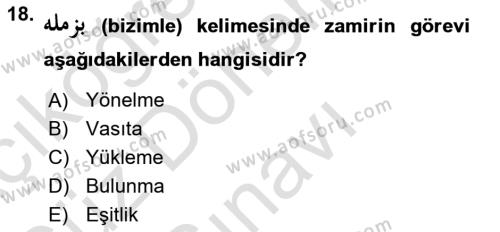 Osmanlı Türkçesi 1 Dersi 2023 - 2024 Yılı (Final) Dönem Sonu Sınavı 18. Soru