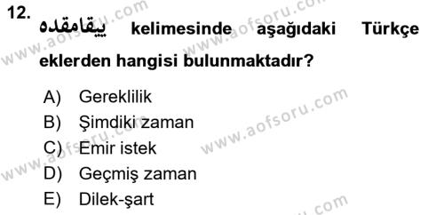 Osmanlı Türkçesi 1 Dersi 2023 - 2024 Yılı Yaz Okulu Sınavı 12. Soru