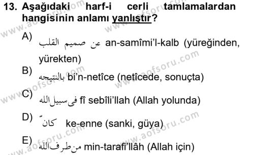 Osmanlı Türkçesi 2 Dersi 2012 - 2013 Yılı (Vize) Ara Sınavı 13. Soru