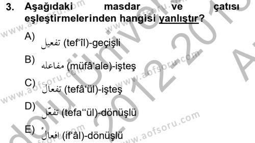 Osmanlı Türkçesi 2 Dersi 2012 - 2013 Yılı (Vize) Ara Sınavı 3. Soru