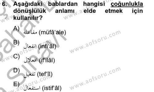 Osmanlı Türkçesi 2 Dersi 2012 - 2013 Yılı (Vize) Ara Sınavı 6. Soru