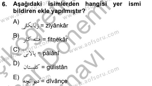 Osmanlı Türkçesi 2 Dersi 2012 - 2013 Yılı (Final) Dönem Sonu Sınavı 6. Soru