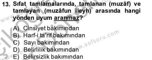 Osmanlı Türkçesi 2 Dersi 2013 - 2014 Yılı (Vize) Ara Sınavı 13. Soru