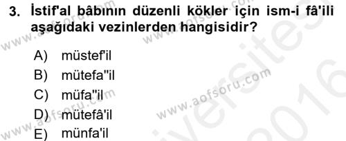 Osmanlı Türkçesi 2 Dersi 2015 - 2016 Yılı (Vize) Ara Sınavı 3. Soru