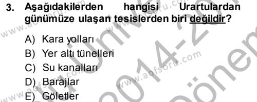 Genel Uygarlık Tarihi Dersi 2014 - 2015 Yılı (Final) Dönem Sonu Sınavı 3. Soru