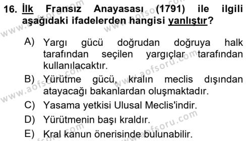 Genel Uygarlık Tarihi Dersi 2020 - 2021 Yılı Yaz Okulu Sınavı 16. Soru